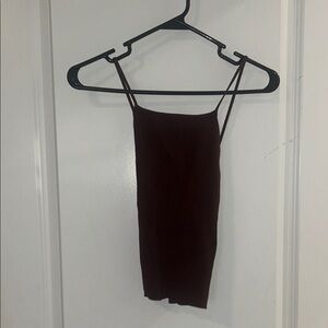 Zara Brown Ribbed Spaghetti-Strap Camisole